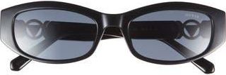 Guess 54mm Oval Sunglasses in Shiny Black /Smoke at Nordstrom Rack