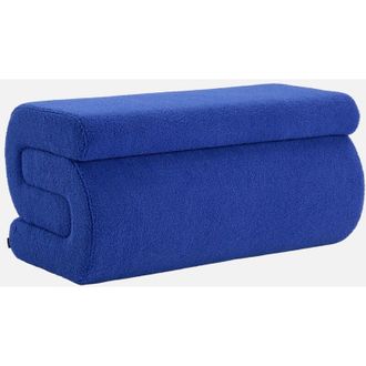 Sweeek Sweeek - Banco De Dise&ntilde;o Con Revestimiento Borreguito, 1-2 Plazas, Sasha, Azul, 92x50x45 Cm