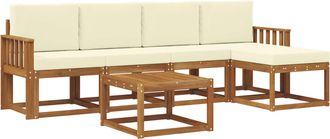 vidaXL Conjunto De Sof&aacute;s De Exterior 6 Uds. Natural Y Crema Vidaxl