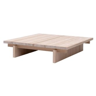 Naan Furniture Mesa de centro en madera de pino macizo natural 90 cm barnizado