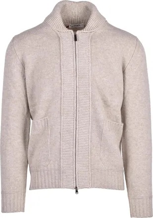 KANGRA Beige Wool Zip Cardigan