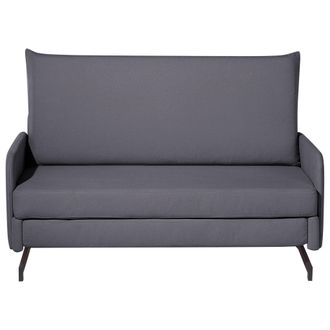 Beliani Sof&aacute; Cama Tapizado En Tela Gris 2 Plazas Sala De Estar Moderna Belfast