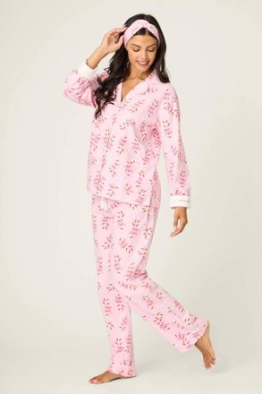 PJ Salvage Sweeter Than Sugar Candy Cane Flannel Set In Pink