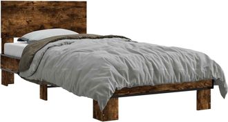 vidaXL Estructura De Cama Con Cabecero Roble Ahumado 80 X 200 Cm Vidaxl