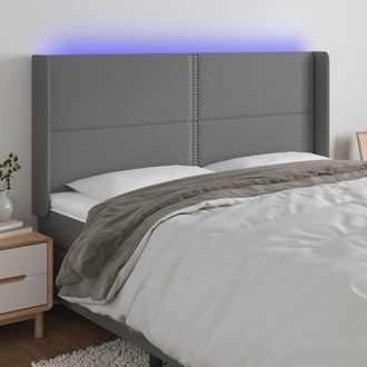 vidaXL Cabecero Con Led De Tela Gris Oscuro 183x16x118/128 Cm Vidaxl
