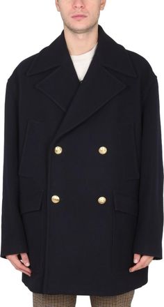 Palm Angels Navy Blue Short Coat