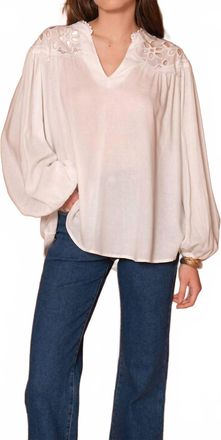 ATTENTIF Openwork Lace Blouse In White