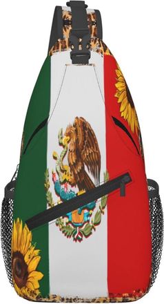 Generic Mexico Mexican Eagle Sunflower Flag Shoulder Bag Trendy Cross Body Bag Anti Theft Chest Backpack For Workout Women Shopping