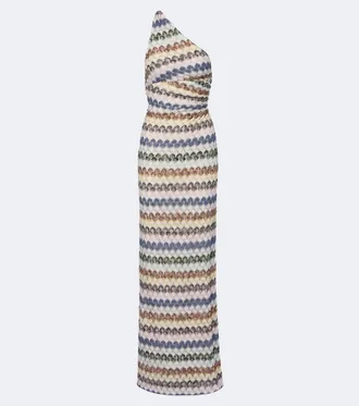 Missoni One-shoulder lam&eacute; gown