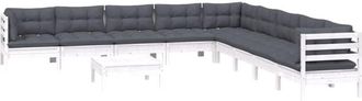 vidaXL Muebles De Jard&iacute;n 10 Pzas Con Cojines Blanco Madera Maciza Pino Vidaxl