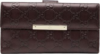Gucci Brown Leather Long Wallet (Bi-Fold) (Pre-Owned)