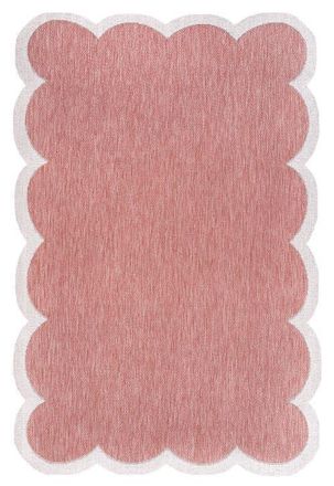 Jonathan Y Designs Alice Classic Cottage Two-Tone Scalloped Indoor/Outdoor Shaped Area Rug in Light Rose/cream at Nordstrom, Size 8Ft 0In X 10Ft 0In