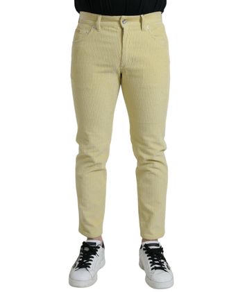 Dolce & Gabbana Mens Corduroy Casual Pants - Yellow Cotton - Size EU 48 (Mens)