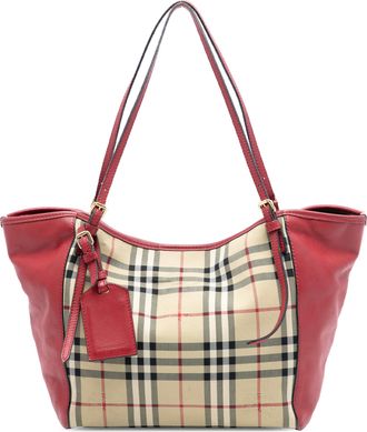 Burberry Pre-owned Womens Small Haymarket Check Canvas And Leather Canterbury Tote - Ivory Textile - One Size
