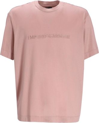Emporio Armani Pink Logo Crewneck T-Shirt