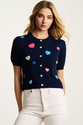 Lisa Todd Royal Flush Cotton Cardigan in Navy at Nordstrom, Size X-Large