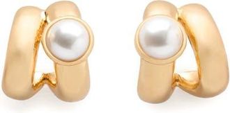 Kate Spade New York keep sparkling double hoop earrings in Clear/Gold. at Nordstrom