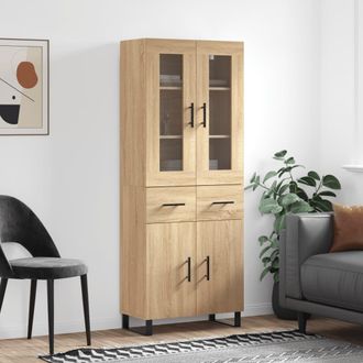vidaXL Vidaxl - Aparador Alto Madera Contrachapada Color Roble 69,5x34x180 Cm
