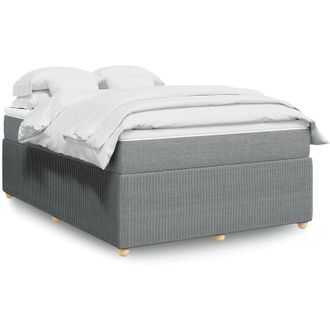 vidaXL Cama Box Spring Con Colch&oacute;n Tela Gris Claro 140x190 Cm Vidaxl