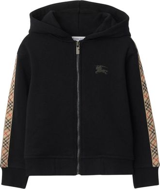 Burberry Kids Sweatshirts, male, Black, 6 Y, Clyde Check Tape Zip Up Top