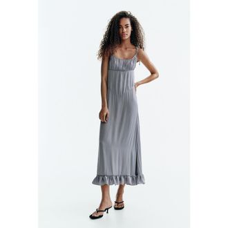 H&M Frill-trimmed Tie-strap Dress in Gray at Nordstrom, Size Xx-Large