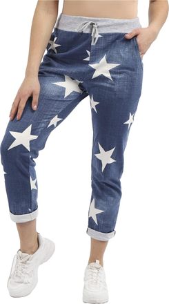 Generic MMK Manchester Womens Italian Multi Printed Floral Turn Up Trouser - Ladies Elasticated Waistband Causal Summer Drawstring Pant with Side Pockets Gym 