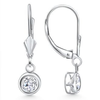 Pompeii3 1Ct Diamond Lab Grown Dangle Lever Back Hoop Earrings 14k White Gold