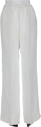 120% Lino White Relaxed-Fit Linen Wide-Leg Pants