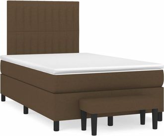 vidaXL Cama Box Spring Con Colch&oacute;n Tela Marr&oacute;n Oscuro 120x190 Cm Vidaxl