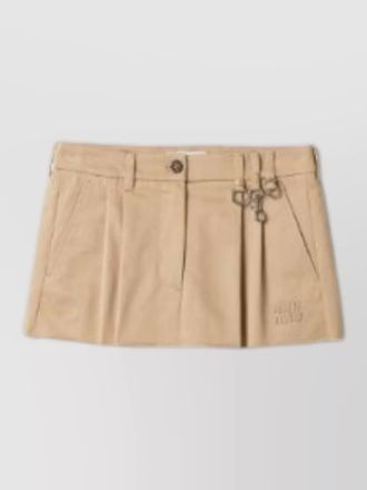 Miu Miu chino shorts pleats frayed hem belt loops