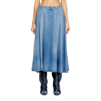 Diesel Full skirt in fluid denim - Skirts - Woman - Blue