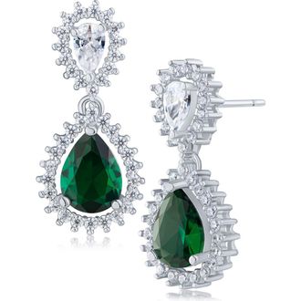 Kenneth Jay Lane Pear Cubic Zirconia Burst Drop Earrings in Green/Silver at Nordstrom Rack