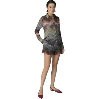 Missoni Mixed Viscose Lam&eacute; Shirt With Sequins in Green& Brown at Nordstrom, Size 46 It