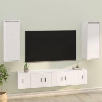 vidaXL Vidaxl - Armario De Pared 2 Uds Madera Maciza De Pino Blanco 30x30x80 Cm