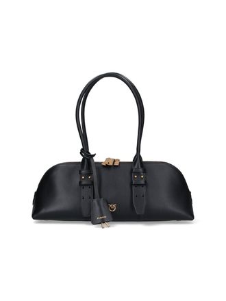 Pinko Structured Black Handbag With Versatile Carrying Options