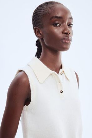 H&M Collared Sweater Vest in Cream at Nordstrom, Size Xx-Small