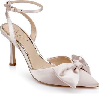 Badgley Mischka Yanna Pointed Toe Pump in Champagne Satin at Nordstrom, Size 5.5