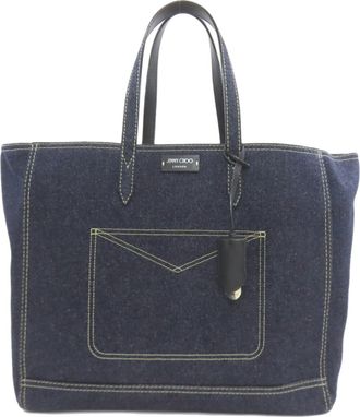 Jimmy Choo London Blue Navy Denim Tote Bag (Pre-Owned)