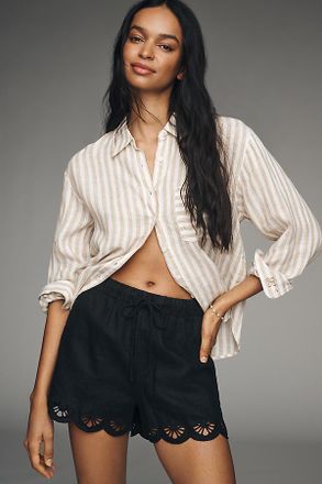 Sanctuary 100% Linen Almost There Cutwork Shorts