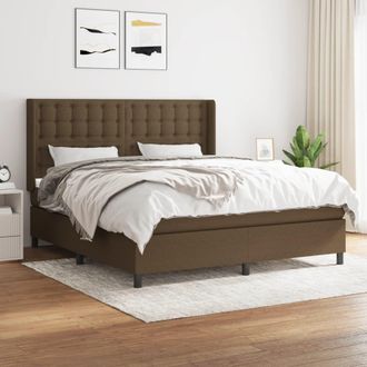 vidaXL Vidaxl - Cama Box Spring Con Colch&oacute;n Tela Marr&oacute;n Oscuro 160x200 Cm