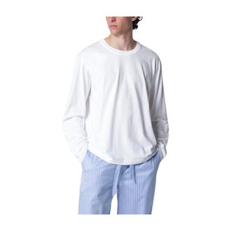 Tekla Long Sleeve Sleeping T-Shirt - Heren - Longsleeves - Wit - S - Katoen - Tops