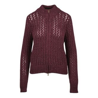 Eleventy Truien & Vesten, Dames, Rood, S, Wol, Cardigan met ronde hals en rits