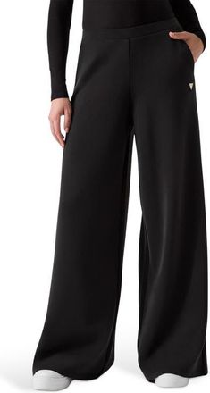 Guess Olympe Wide Leg Pants in Jblack-Black at Nordstrom, Size X-Small