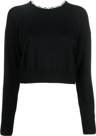 Paco Rabanne chain-link neckline sweater - women - Merino/Spandex/Elastane - S - Black
