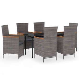 vidaXL Vidaxl - Set Da Pranzo Da Giardino 7 Pz Con Cuscini Grigio