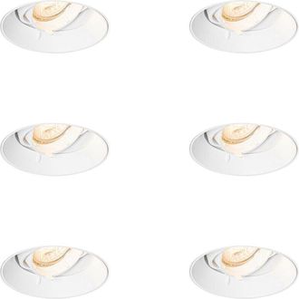 QAZQA Set of 6 Modern Recessed Spotlights White GU10 Round Trimless - Oneon