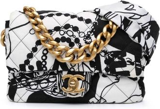 Chanel Borsa a tracolla Coco Flap mini in tela con stampa Deer 2021-2024 - Nero