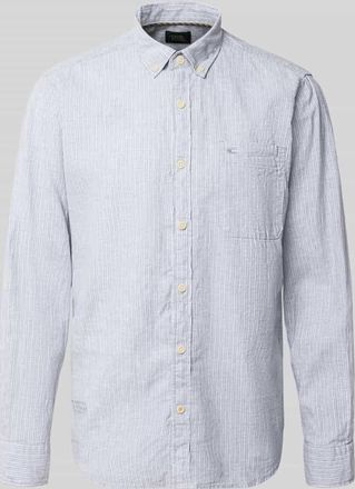 Camel Active Regular Fit Freizeithemd aus Leinen-Mix mit Button-Down-Kragen in Jeansblau, Gr&ouml;&szlig;e 3XL