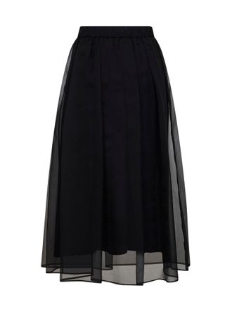 Brunello Cucinelli Womens Midi Skirt Black Lyocell