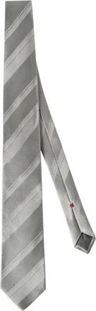 Brunello Cucinelli Diagonale Streep Zijden Stropdas - Heren - Accessoires - Grijs - Maat: ONE Size Zijde